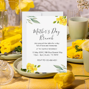 Yellow Floral Mother's Day Brunch Party Invitation