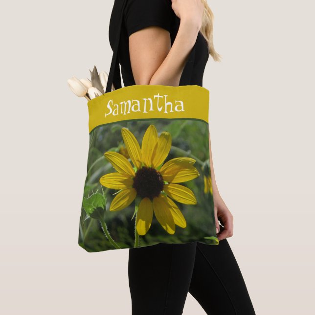 Yellow Floral Nature Photo Bright Wild Flower Tote Bag (Close Up)
