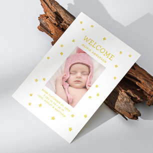Yellow floral New baby birth. Cute flowers newborn Announcement