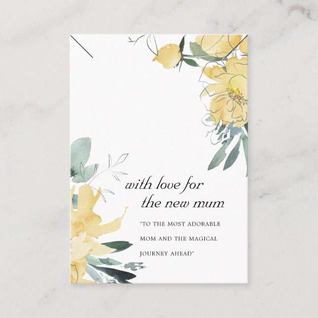 YELLOW FLORAL NEW MUM GIFT NECKLACE DISPLAY CARD (Front)