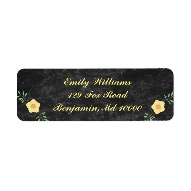 Yellow floral on black background (Front)