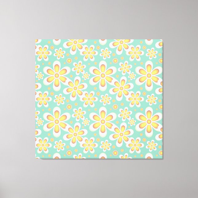 Yellow Floral Pattern Canvas Print (Front)