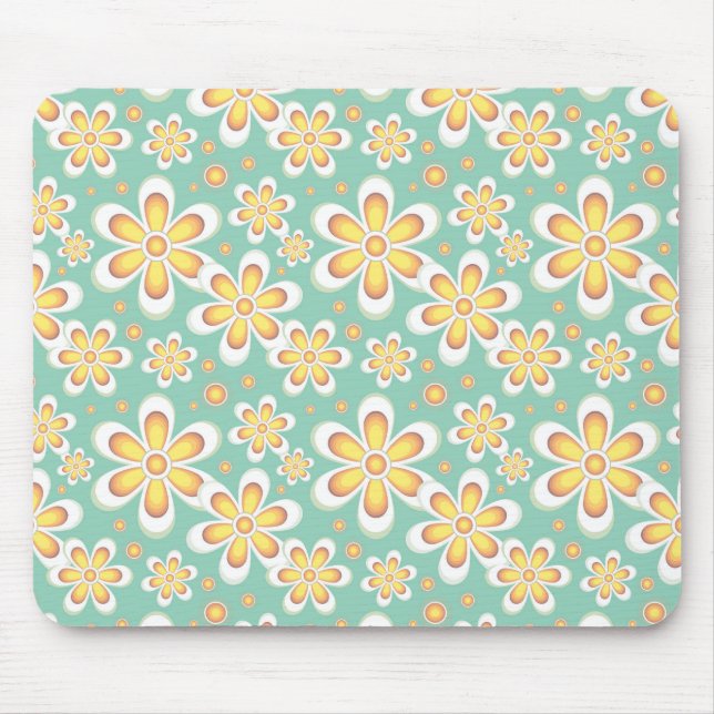 Yellow Floral Pattern Mouse Mat (Front)