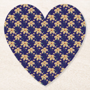 Yellow floral pattern  paper coaster