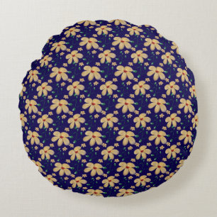 Yellow floral pattern  round cushion