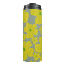 Yellow Floral Pattern Sage Green Thermal Tumbler
