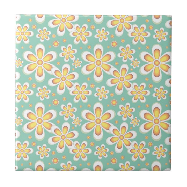 Yellow Floral Pattern Tile (Front)