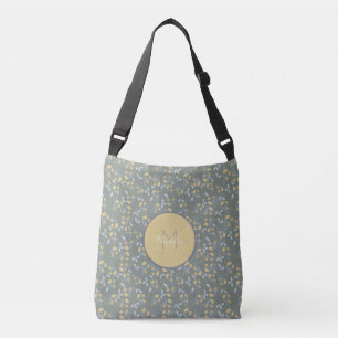 Yellow Floral Pattern with Monogram Crossbody Bag