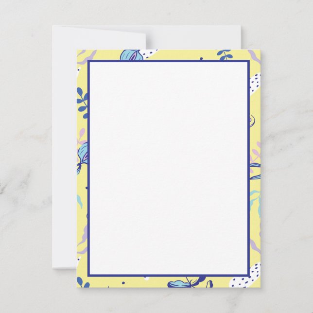 Yellow Floral Patterned Everyday Note Cards (Front)