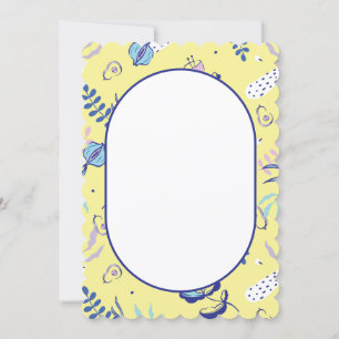 Yellow Floral Patterned Everyday Scallop Cut Note  Card