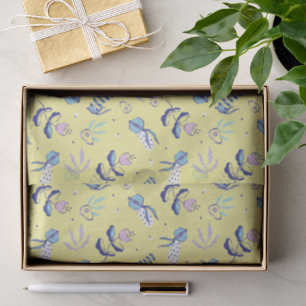 Yellow Floral Patterned Tissue Paper  Desc