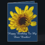 Yellow Floral Patterns Brother Birthday Card<br><div class="desc">Printed with beautiful image of yellow flower in blue background. Feel free to customise the messages as you wish!</div>