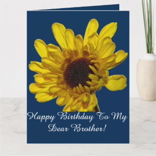 Yellow Floral Patterns Brother Birthday Card