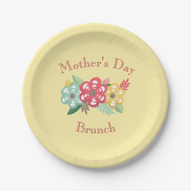 Yellow Floral Personalise Paper Plate (Front)
