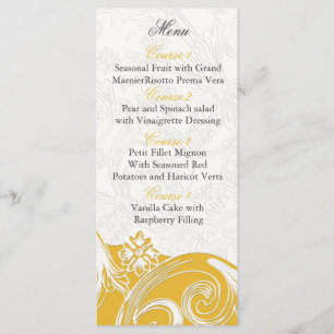 yellow floral Personalised Menu cards