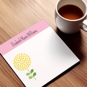 Yellow Floral Personalised Post-it Notes