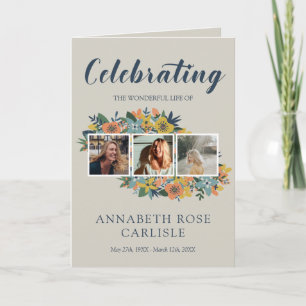 Yellow Floral Photo Collage Funeral Programme