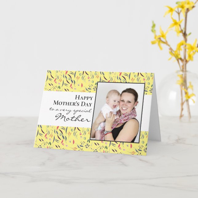 Yellow Floral Photo Happy Mothers Day Card (Yellow Flower)