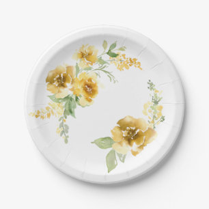 Yellow Floral Plates Green and Yellow Flower Decor