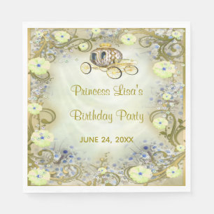 Yellow Floral Princess Enchanted Birthday Napkin