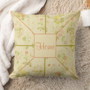 Yellow Floral Print Cushion