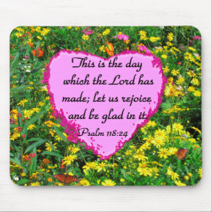 YELLOW FLORAL PSALM 118:24 PHOTO DESIGN MOUSE MAT