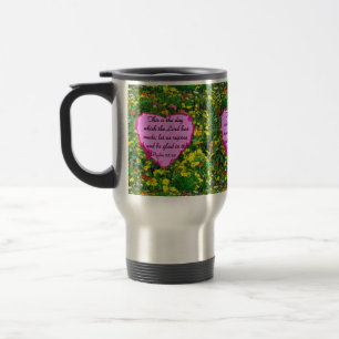 YELLOW FLORAL PSALM 118:24 PHOTO DESIGN TRAVEL MUG