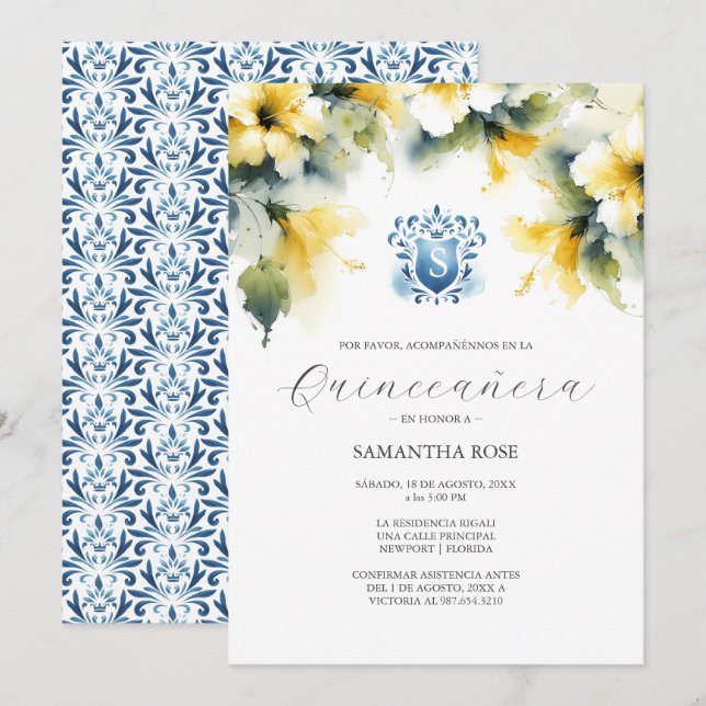 Yellow Floral Quinceanera (Front/Back)