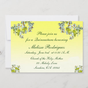 Yellow Floral Quinceañera Invitation