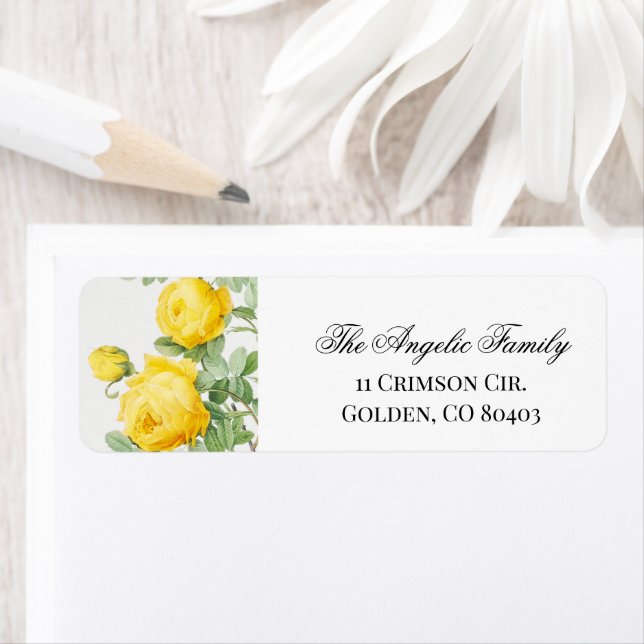 yellow floral return address labels chic simple (Insitu)