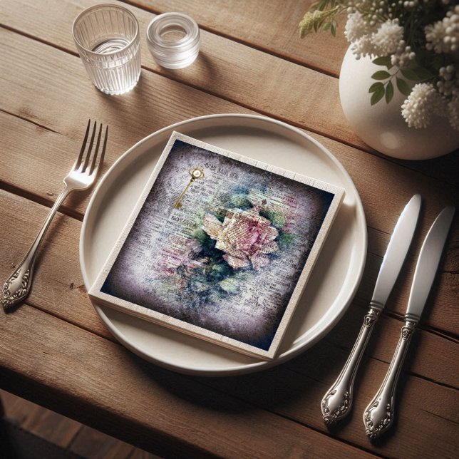 Yellow Floral Rose Victorian Ephemeral Decoupage Napkin (Creator Uploaded)