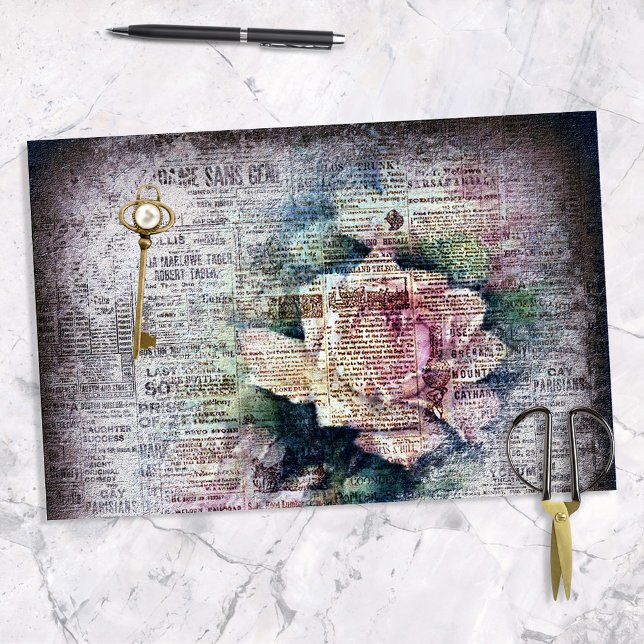 Yellow Floral Rose Victorian Ephemeral Decoupage Tissue Paper (Creator Uploaded)