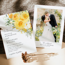 Yellow Floral Rose Wedding Photo Back