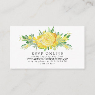 Yellow Floral RSVP Online Wedding Enclosure Card