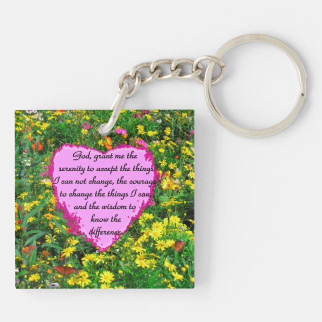 YELLOW FLORAL SERENITY PRAYER PHOTO KEY RING (Back)