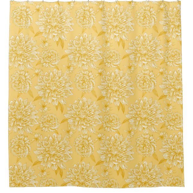 Yellow Floral Shower Curtain (Front)