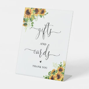 Yellow Floral Shower Gifts And Cards Sign