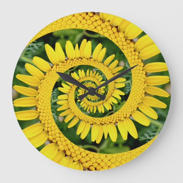 Yellow Floral Spiral Clock (Front)