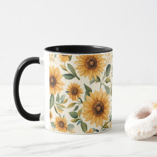 Yellow Floral Sunflower Mug