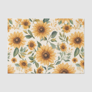 Yellow Floral Sunflowers Tissue Paper