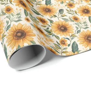 Yellow Floral Sunflowers Wrapping Paper