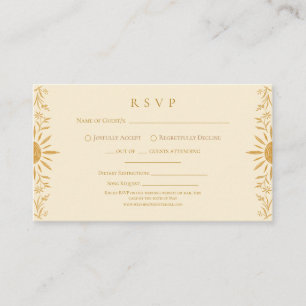 Yellow Floral Sunshine Wedding RSVP Card