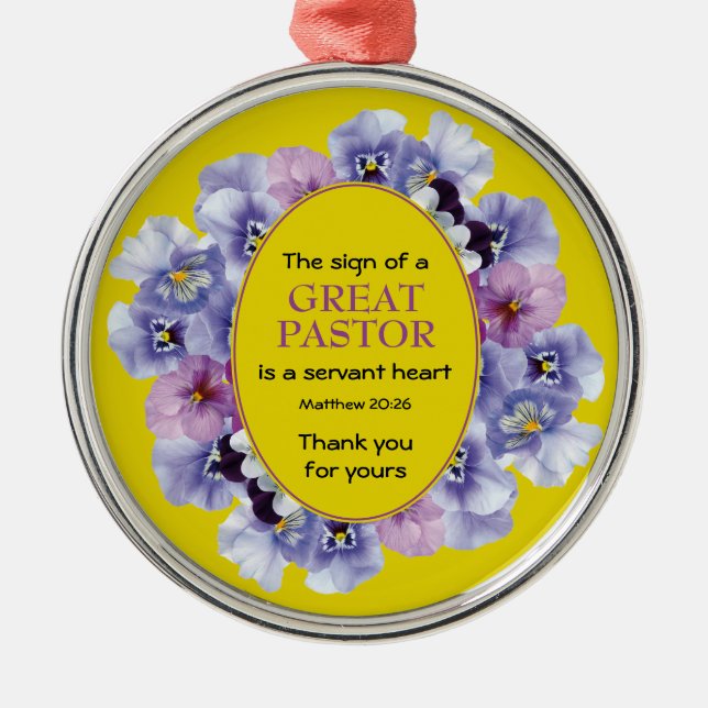 Yellow Floral THANK YOU Pastor Appreciation Metal Tree Decoration (Front)