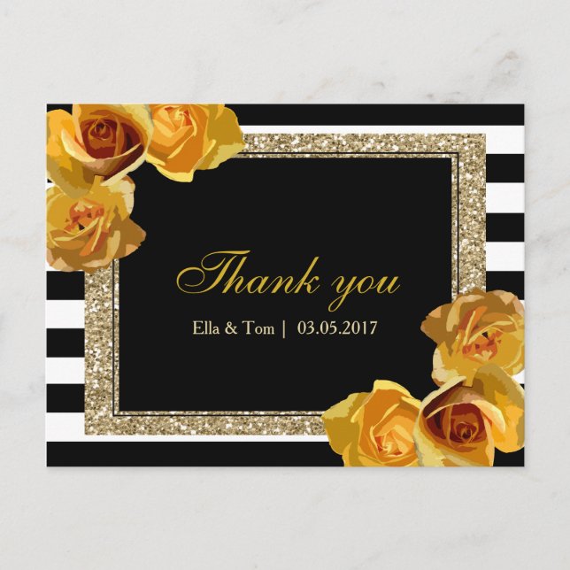 Yellow Floral Thank You Postcard (Front)