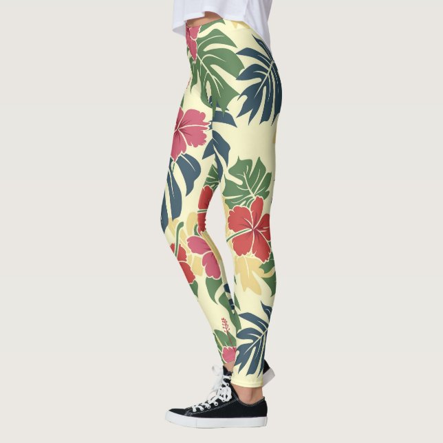 Yellow Floral Tropical  Leggings (Left)