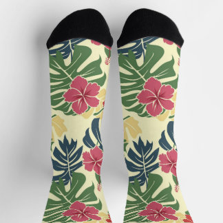 Yellow Floral Tropical Socks