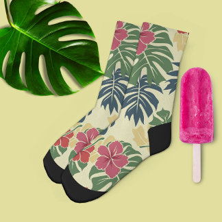 Yellow Floral Tropical Socks
