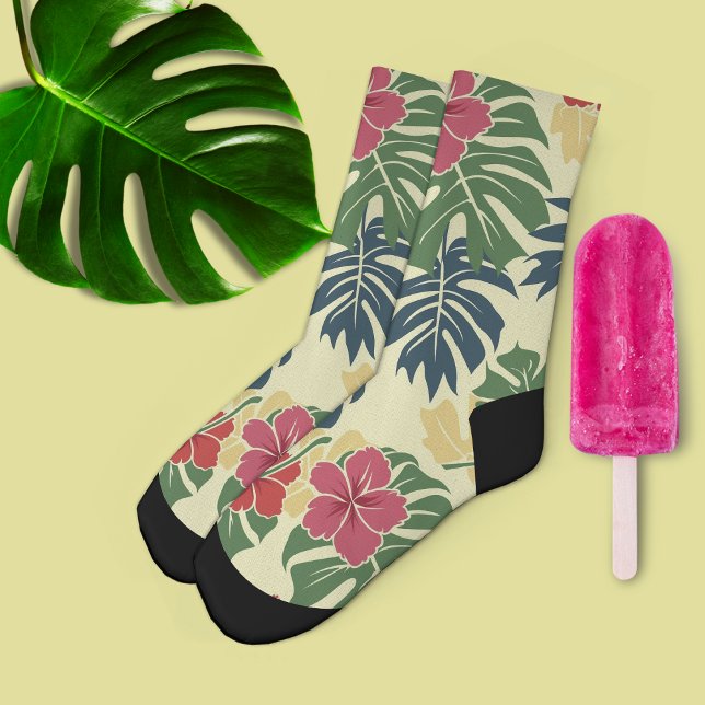 Yellow Floral Tropical  Socks (Creator Uploaded)