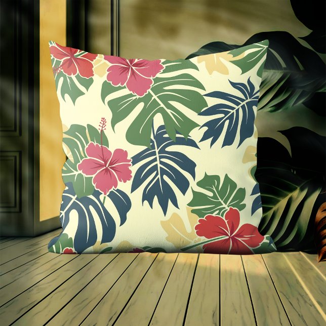 Yellow Floral Tropical Throw Pillow (Creator Uploaded)