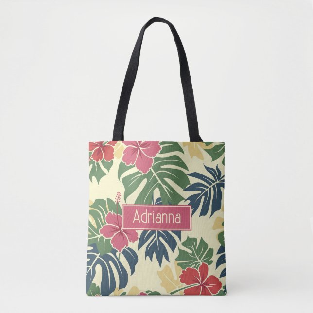 Yellow Floral Tropical  Tote Bag (Front)